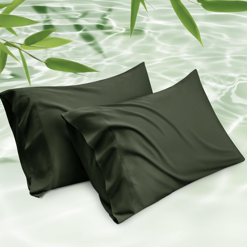 Rayon from Bamboo Pillowcase with Envelope Closure, Olive Green, Standard Pillowcase
