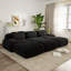 Ensemble de canapé modulaire à trois places avec 3 repose-pieds en velours côtelé noir-1229533830