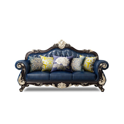 90.55'' Genuine Leather Rolled Arm Sofa