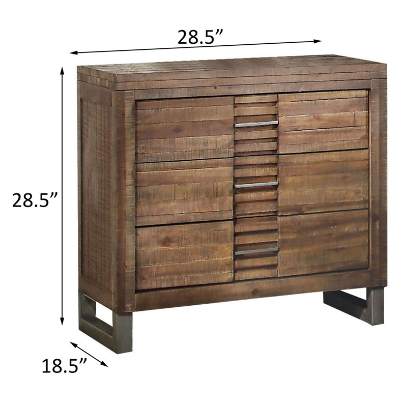 Bedroom Nightstand In Rustic Reclaimed Oak - 3 Drawers, Smooth Glides, Felt-lined Top Drawer With Finish For Metal Hardware, Felt Lining