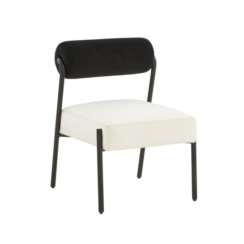 Canvey Velvet Side Chair, Cream, Black