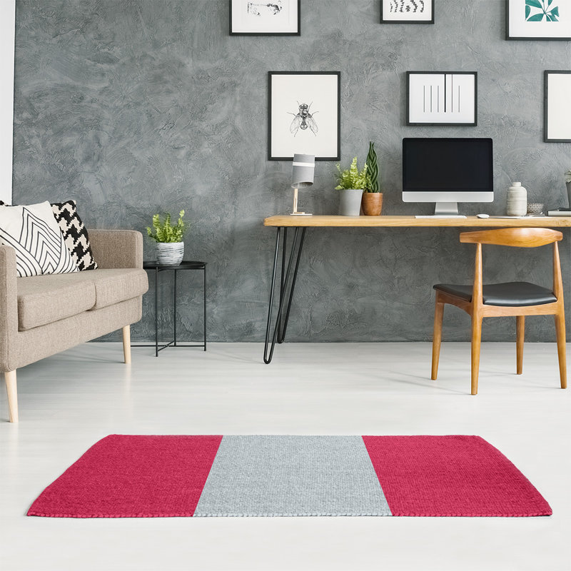 Tapis rouge rayé/argenté, Rectangle 4 pi x 6 pi