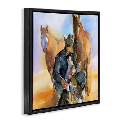 Cowboy et animaux à l'aquarelle