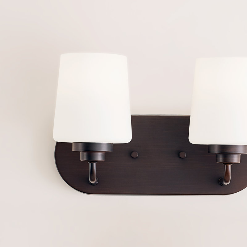 Windom Transitional 2-Light Bronze Vanity with Etched Opal Glass