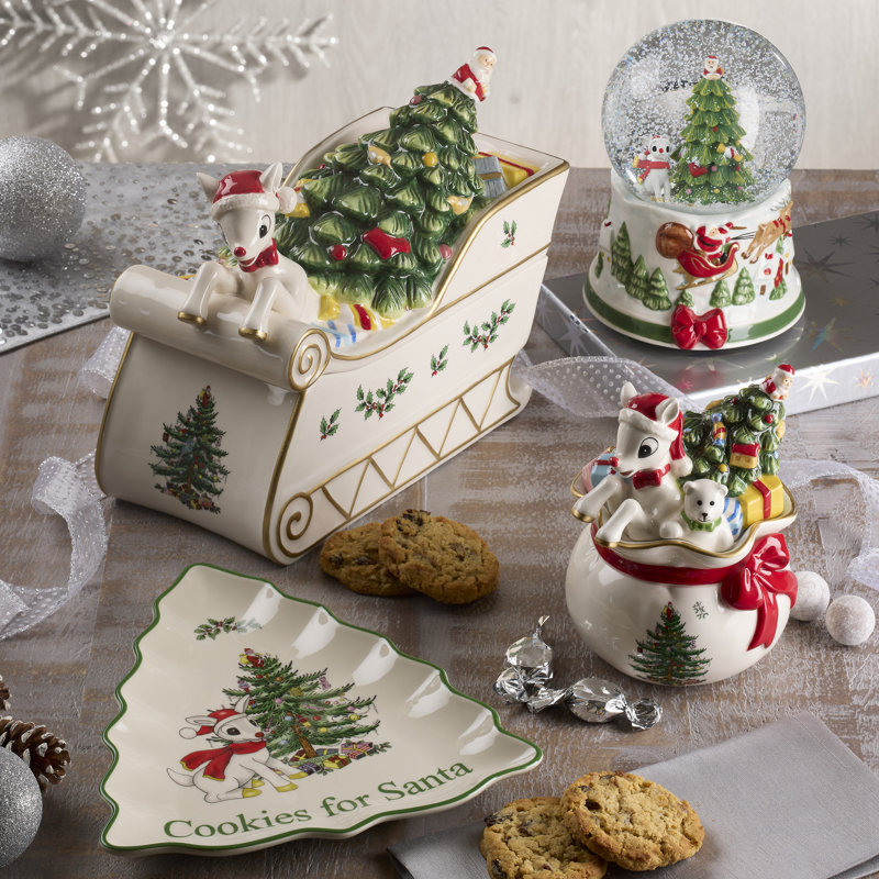 Spode Christmas Tree Rudolph Snow Globe