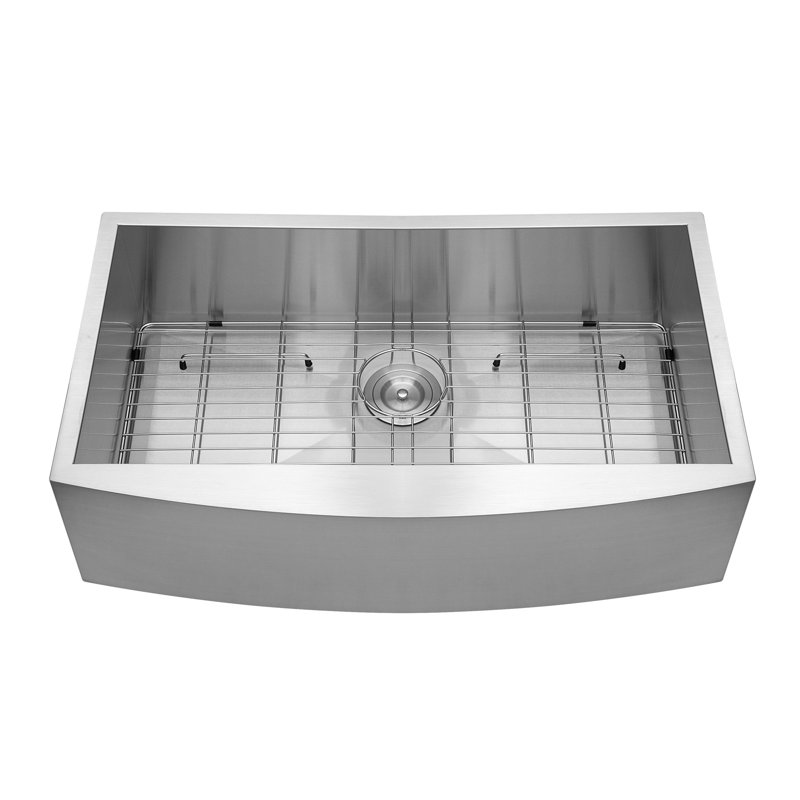 Évier de cuisine à simple cuve en acier inoxydable 33 po x l 20 po avec grille d'évier, grille et support à enroulement