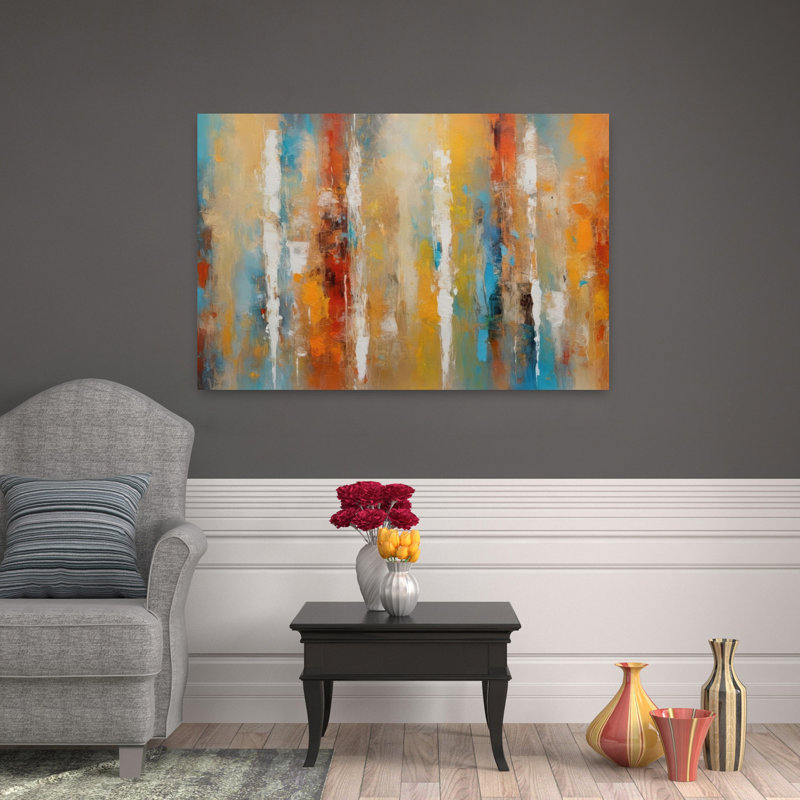 Sunfire, art mural abstrait contemporain, H 48 po x l 32 po