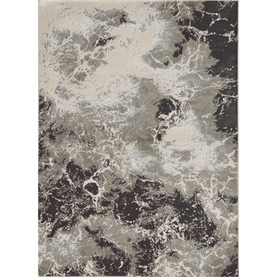 3' X 5' Silver Abstract Area Rug