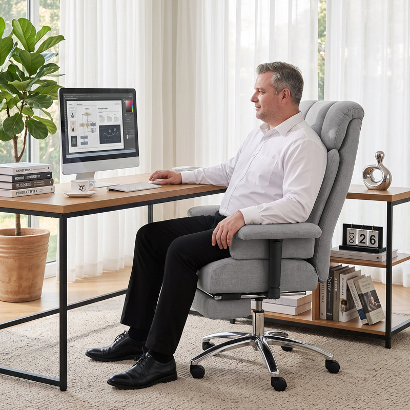 Fauteuil de bureau grande taille (250 kg) avec accoudoirs ajustables, gris