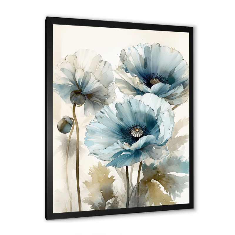" Radiance Remember Poppy I ", 40"H x 30"W x 1.5"D, Black Single Picture Framed