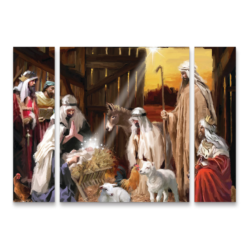 The Macneil Studio «Nativité», ensemble de 3 panneaux d'art, H 30 po x l 41 po x P 2 po