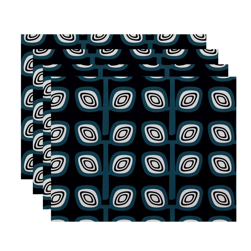 Polyester Geometric Rectangle Placemat,  Blue
