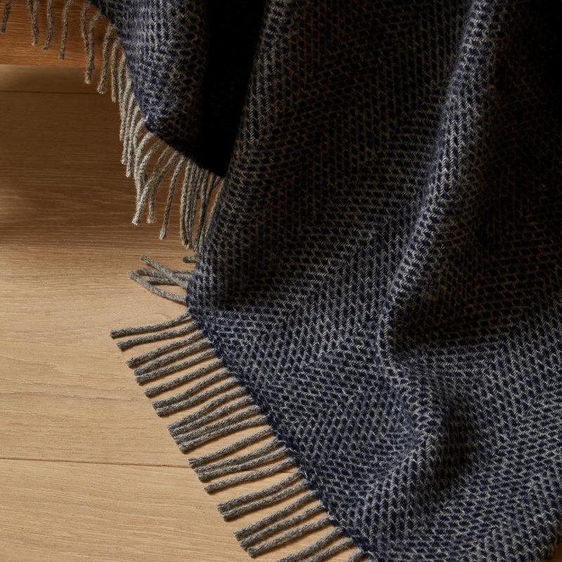 Throw Blanket, Navy Blue/Grey