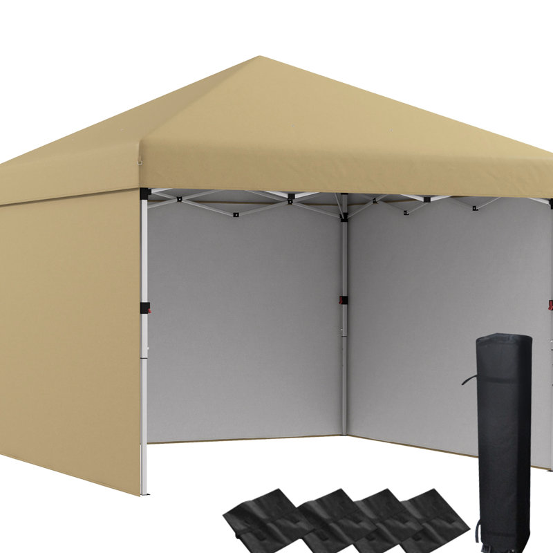 Auvent escamotable 10 pi x 10 pi, parois latérales, hauteur réglable, abri de jardin pour tentes de jardin, beige