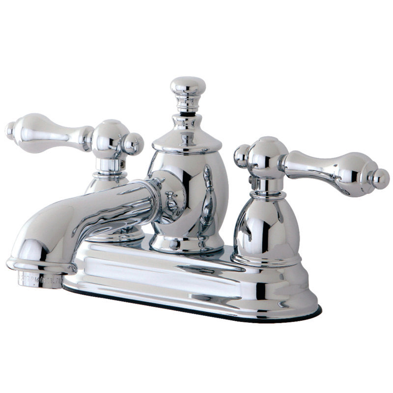 Kingston Brass English Country Two-Handle 3-Hole Deck Mount 4" Centerset Bathroom Faucet with Brass Pop-Up, Polished Chrome