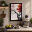 Crimson Tree in Mist Japandi 1 Piece Wrapped Canvas Wall Art-501913550-501913561