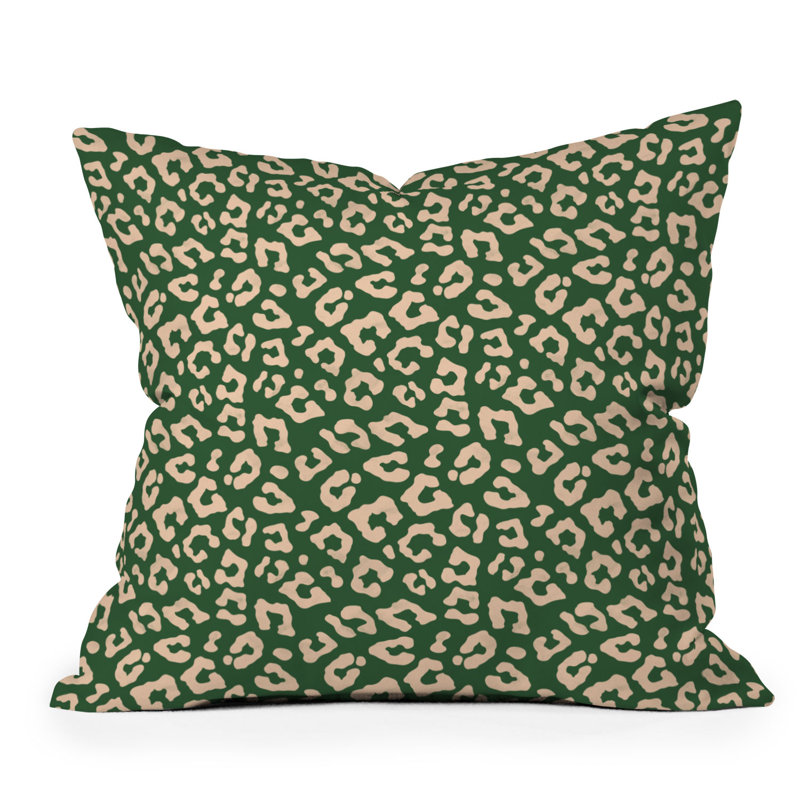 Coussin décoratif extérieur Avenie BR à motif guépard vert, 26 po x 26 po