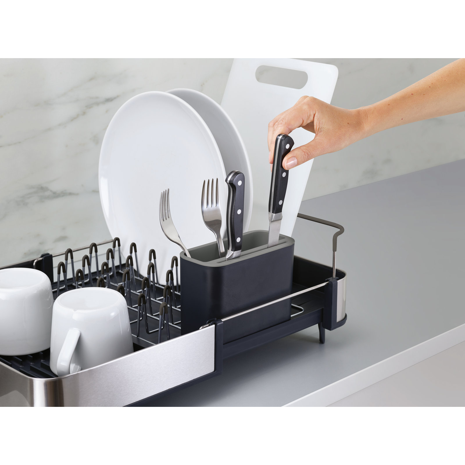 Joseph Joseph Extend Expandable Dish Rack, Dark Grey/Silver