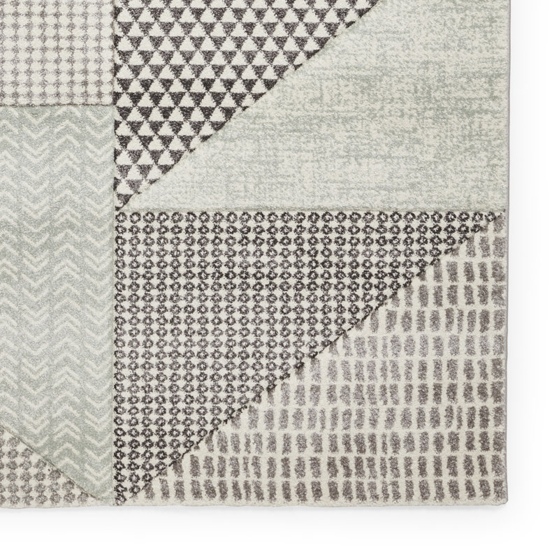 Geometric 80cm X 150cm Area Rug, Sage Green/Grey, Rectangle 120 x 170 cm