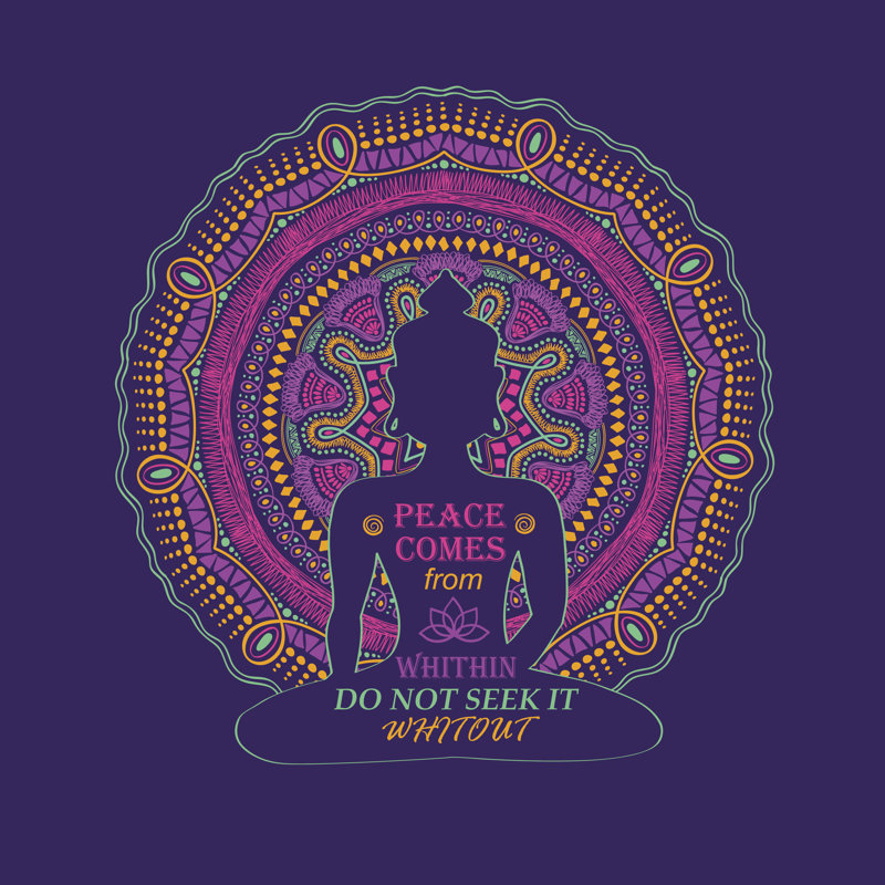 Isolated Buddha Silhouette And Mandala Design. by Annykos - Wrapped Canvas Print, 91cm H x 91cm W