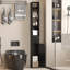 Slim Tall Bathroom Cabinet With Adjustable Shelves, Storage Cabinet With Toilet Paper Scroll And Small Drawer-1472880676
