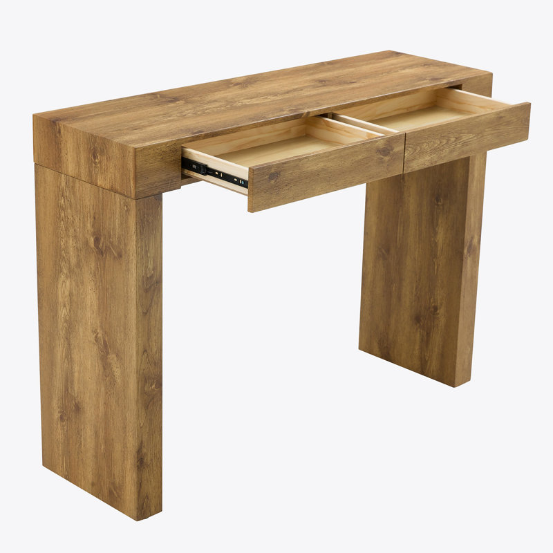 Console 50 po avec 2 tiroirs, Bois naturel