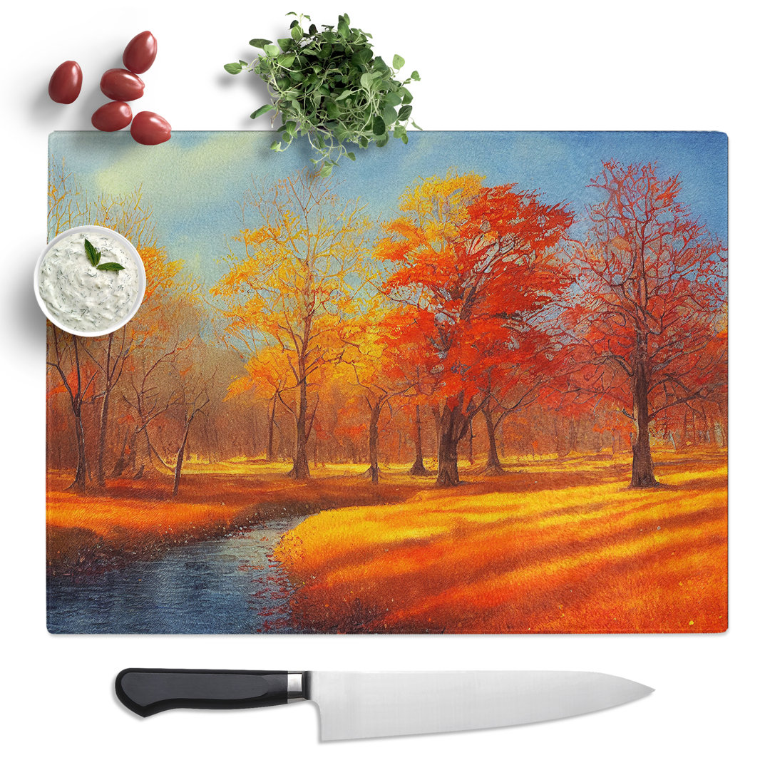 Watercolour Autumn Forest Vol.3  Glass Chopping Board