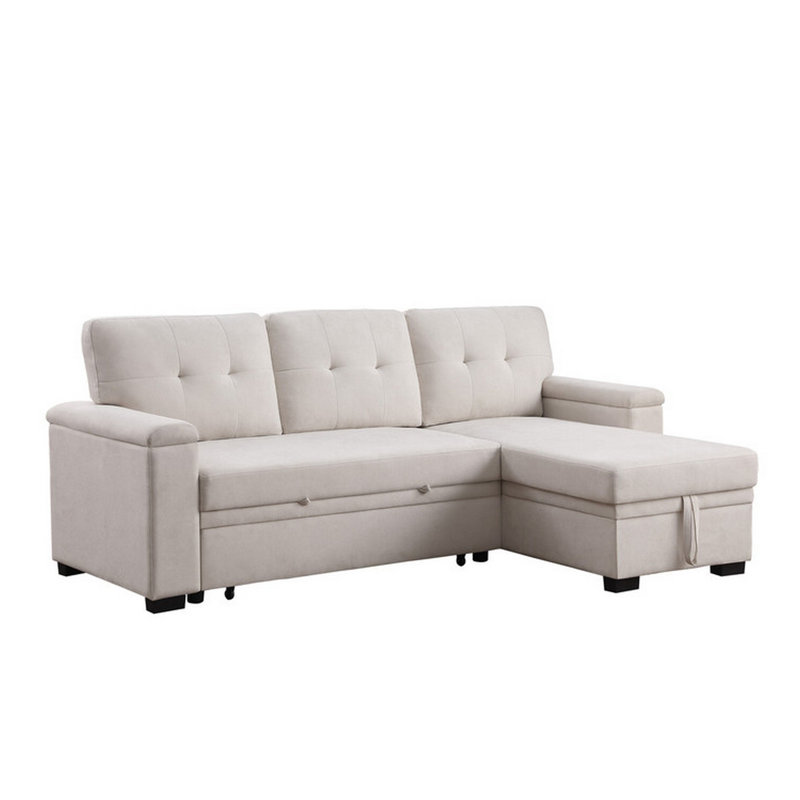 Canapé-lit modulaire réversible 85 po Lusy, Tissu beige incorrect
