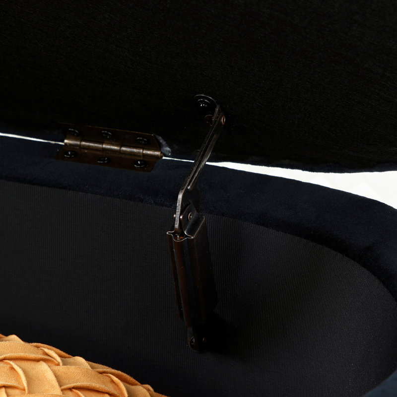 Banc de rangement rembourré en velours, Noir