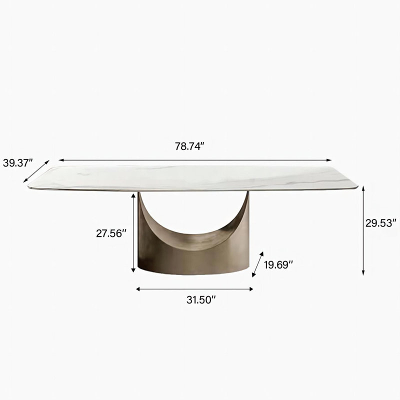 Table de salle à manger Diandra, Marbre noir, H 30,7 po x L 78,74 po x l 39,37 po, Bronze