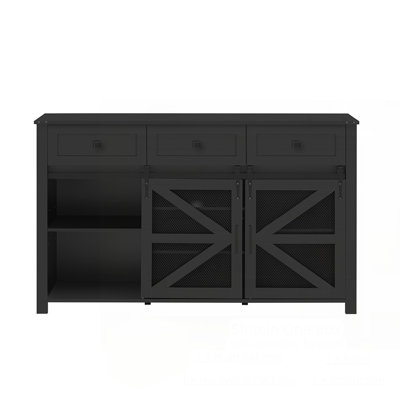 Spacious Barn Door Cabinet with Adjustable Shelves and Drawers for Modern Storage Solutions