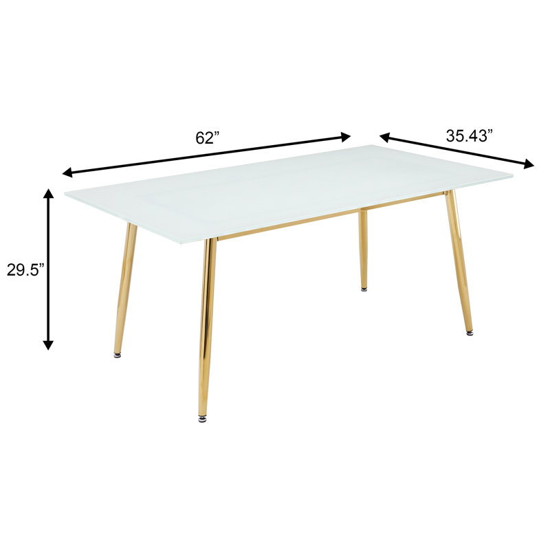 Kyley Rectangular, 29.5"H x 62"L x 35.43"W, White Glass