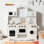 Kids Play Kitchen Toys with Matching Wooden Cookware Set