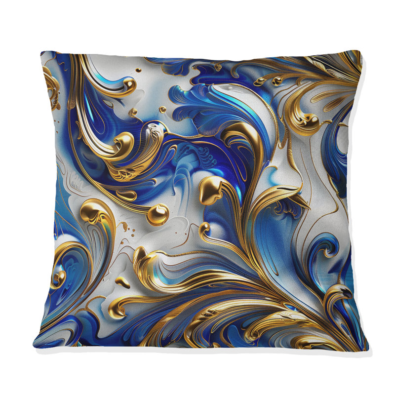 Coussin doré délicat Glam Waves III - Glam, H 18 po x l 18 po