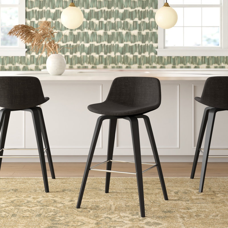 Tabouret de bar et de comptoir Randolph, Tissu en polyester aspect lin gris anthracite