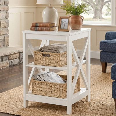 23.6'' Tall End Table With Open Storage Shelves, 23.6'' H X 15.8'' W X 15.8'' D
