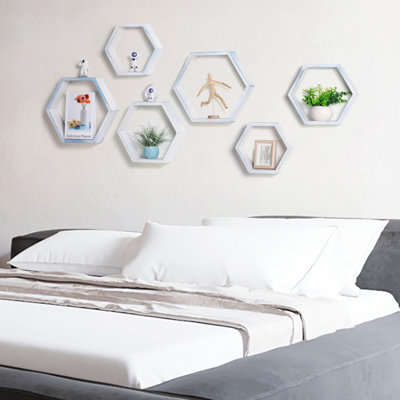 Tablette flottante hexagonale 3 tablettes