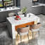 Table de salle à manger rectangulaire en imitation marbre de 63 po pour 4 à 6 personnes, îlot de cuisine moderne avec lumières à DEL et grille-1156879130