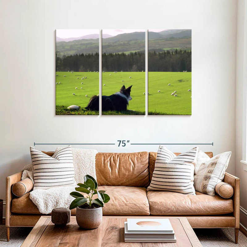 Brampt Dog Counting Sheep, 36" H x 57" W
