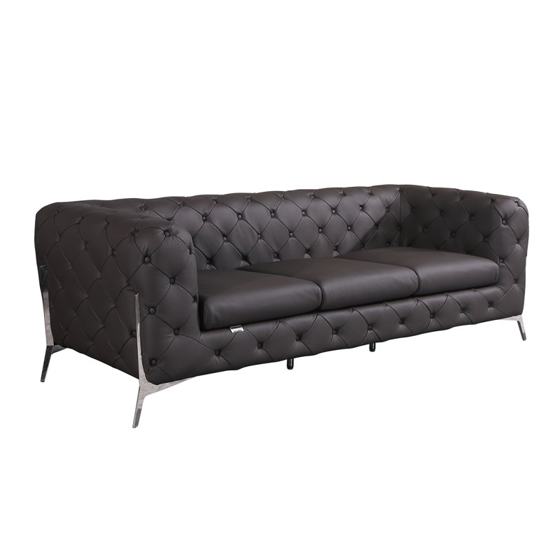 Canapé 100% cuir italien Top Grain, Brun
