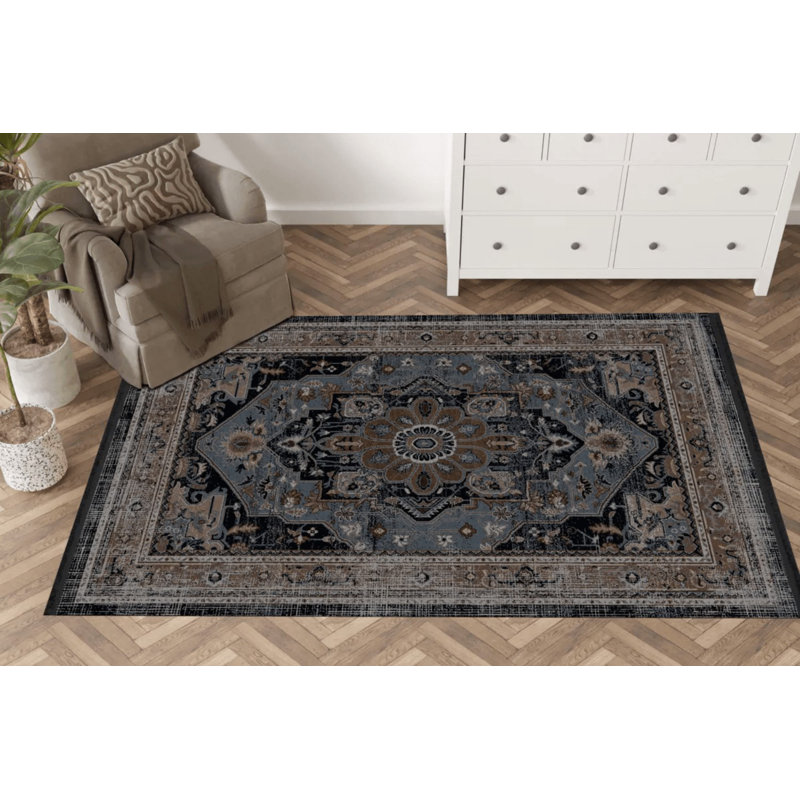 Tapis d'intérieur / extérieur en polypropylène tissé à la machine Rukshan, Rectangle 5 pi 1 po x 8 pi 6 po