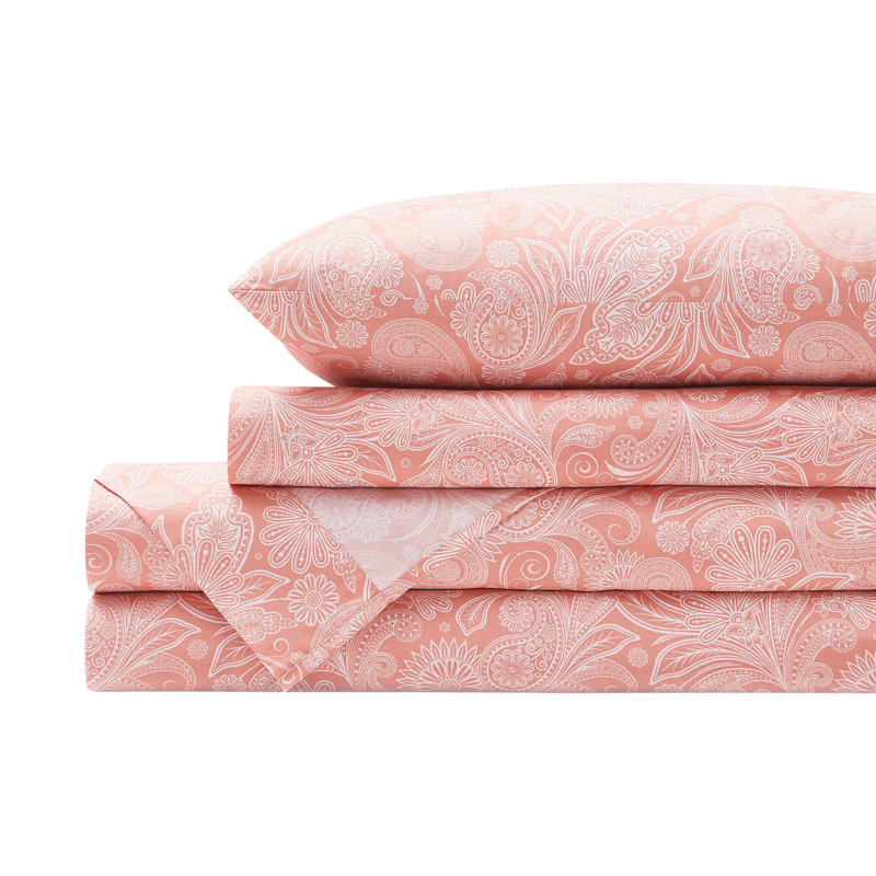 King Coral Haze Paisley Reversible Microfiber Bedding Set