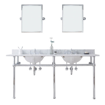 Copeland Stone Oval Console Bathroom Vanity with Faucet and Overflow