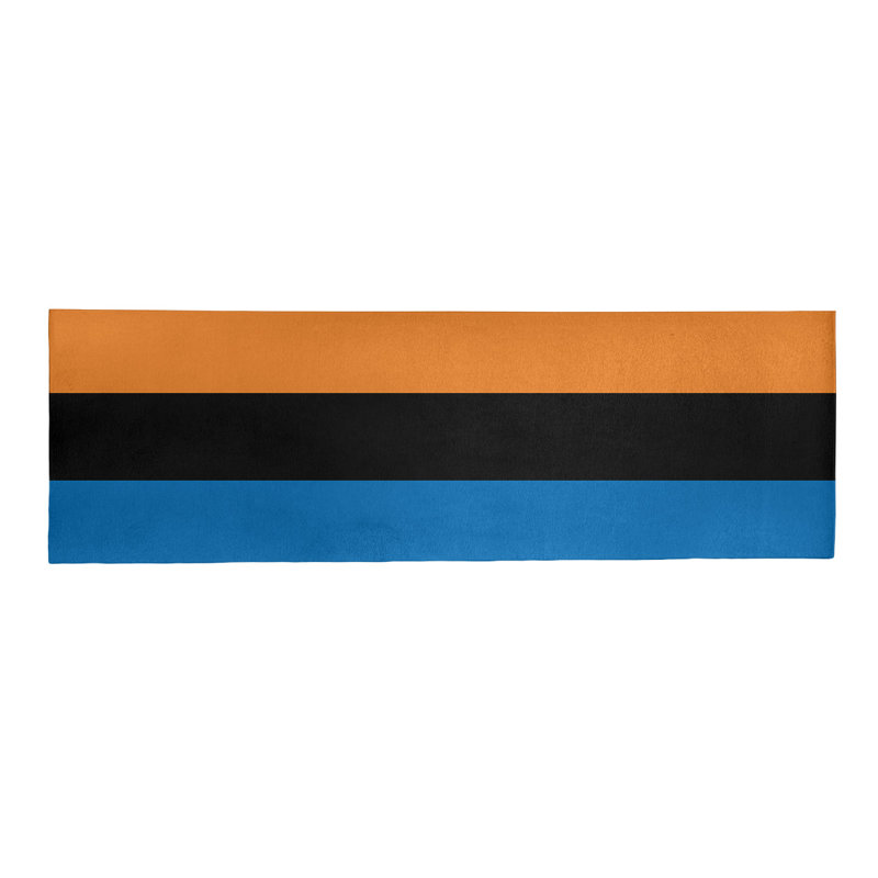 Tapis à rayures bleu/noir/orange, Rectangle 8 pi x 10 pi