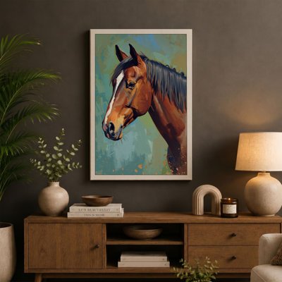 Dignified Horse Portrait Rustic - Wrapped Canvas
