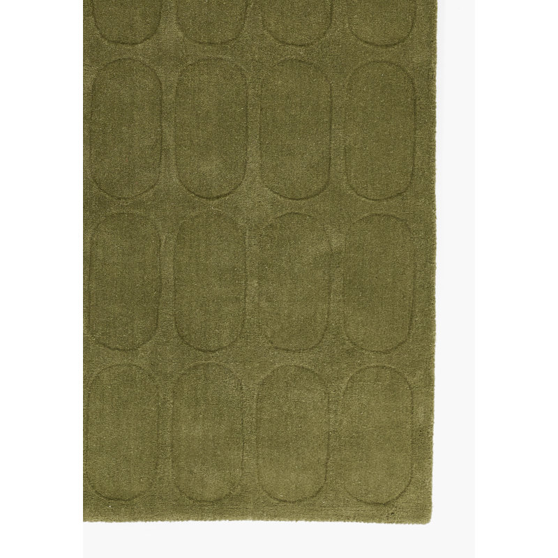 Tapis vert en laine tissé à la main Thando 9 pi x 12 pi, 9' x 12'