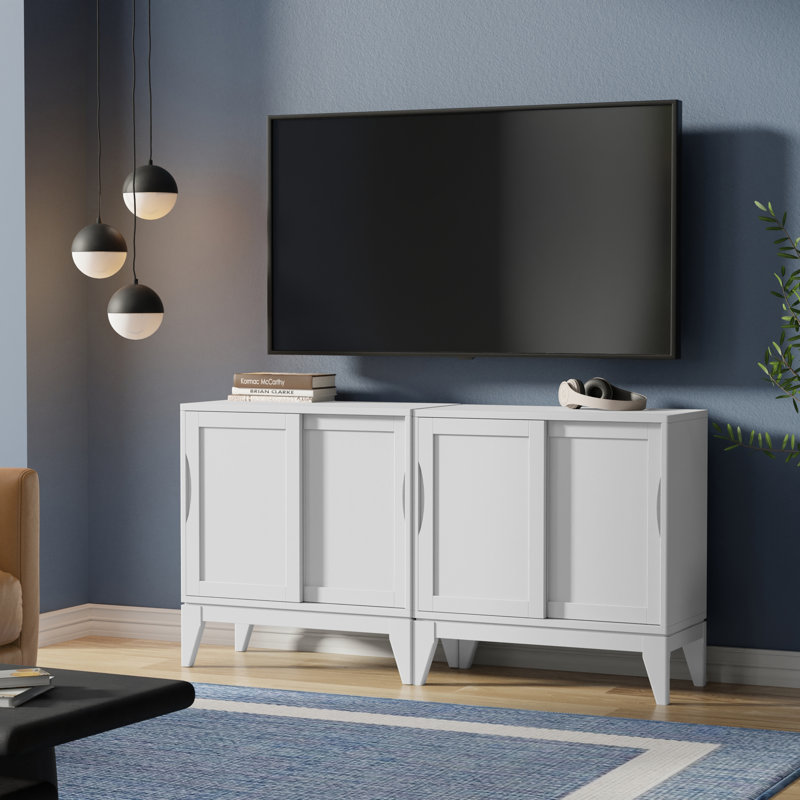 Ensemble de 2 armoires de rangement avec portes Harper SOLID HARDWOOD, Blanc