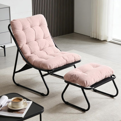 Chaise longue d'extérieur avec repose-pieds et coussins