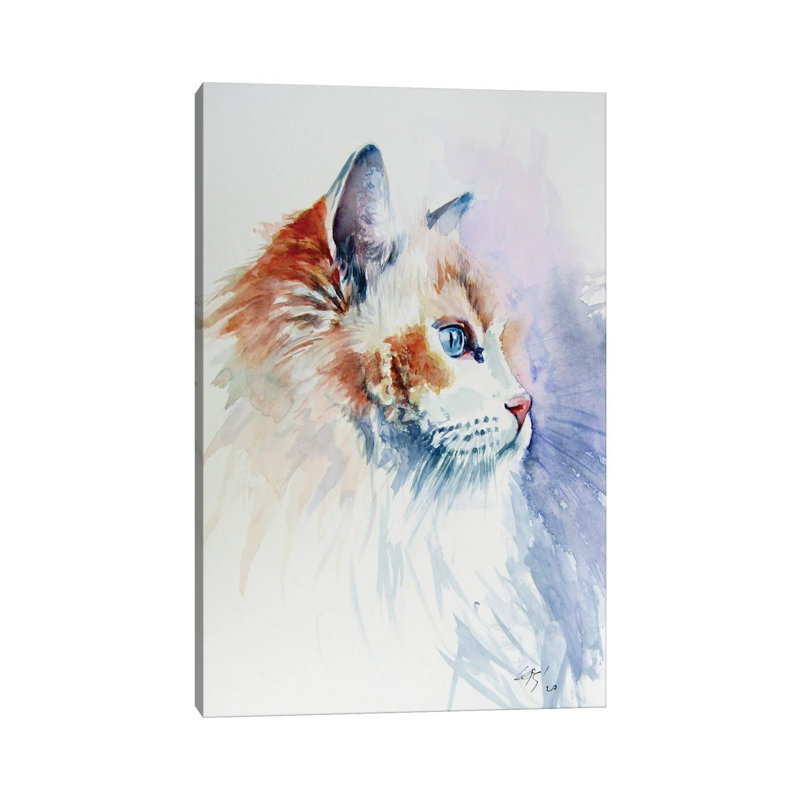 Cat Portrait III by Anna Brigitta Kovacs - Painting on Canvas, 66.04cm H x 45.72cm W x 3.81cm D, Wrapped Canvas