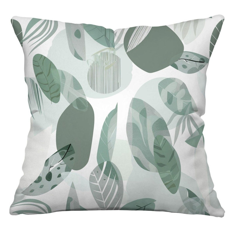 Leaves Nature Motif Reversible Throw Pillow, 16"H x 16"W